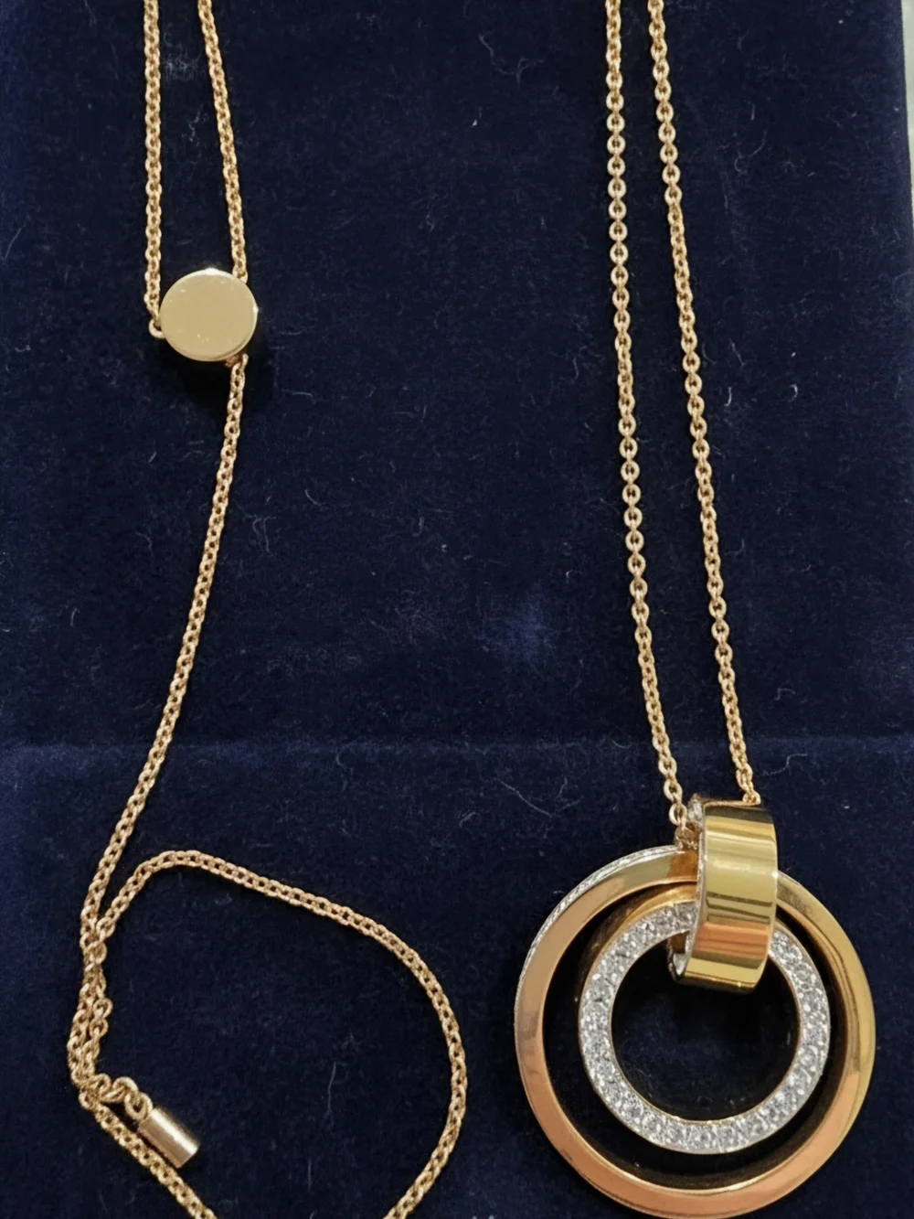 Swarovski Rose Gold and Silver Interlocking Circle Pendant Necklace